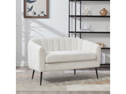 Chaise Longue 2 lugares, chenille, pés metálicos, cor marfim