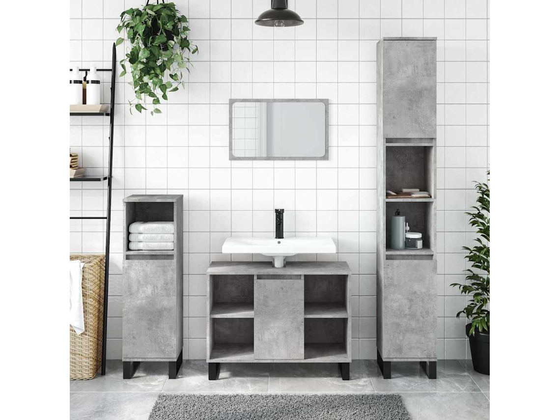 Vidaxl Móvel Casa De Banho 80x33x60 Cm Derivados Madeira Cinza Cimento