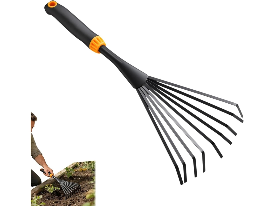 Ancinho Manual Ergonômico De Metal Com 9 Dentes Para Arbustos | Para Folhas