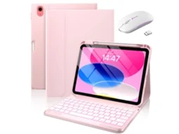 Capa Teclado Bluetooth Czhhmart Para Ipad 10th 10.9 (2022) Polegadas, Con Teclado Y Ratón Magnéticos Retroiluminados (rosa)