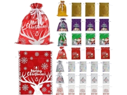Conjunto De 33 Sacolas De Natal Reutilizáveis Para Decoração Festiva De Casa