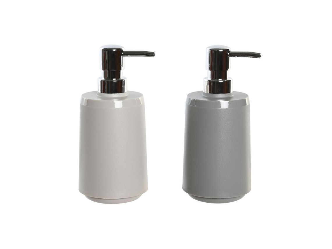 Dispensador De Sabão Dkd De Decoração De Casa De Bege Cinzento Creme Poliestireno 8 X 8 X 18 Cm (2 Unidades)