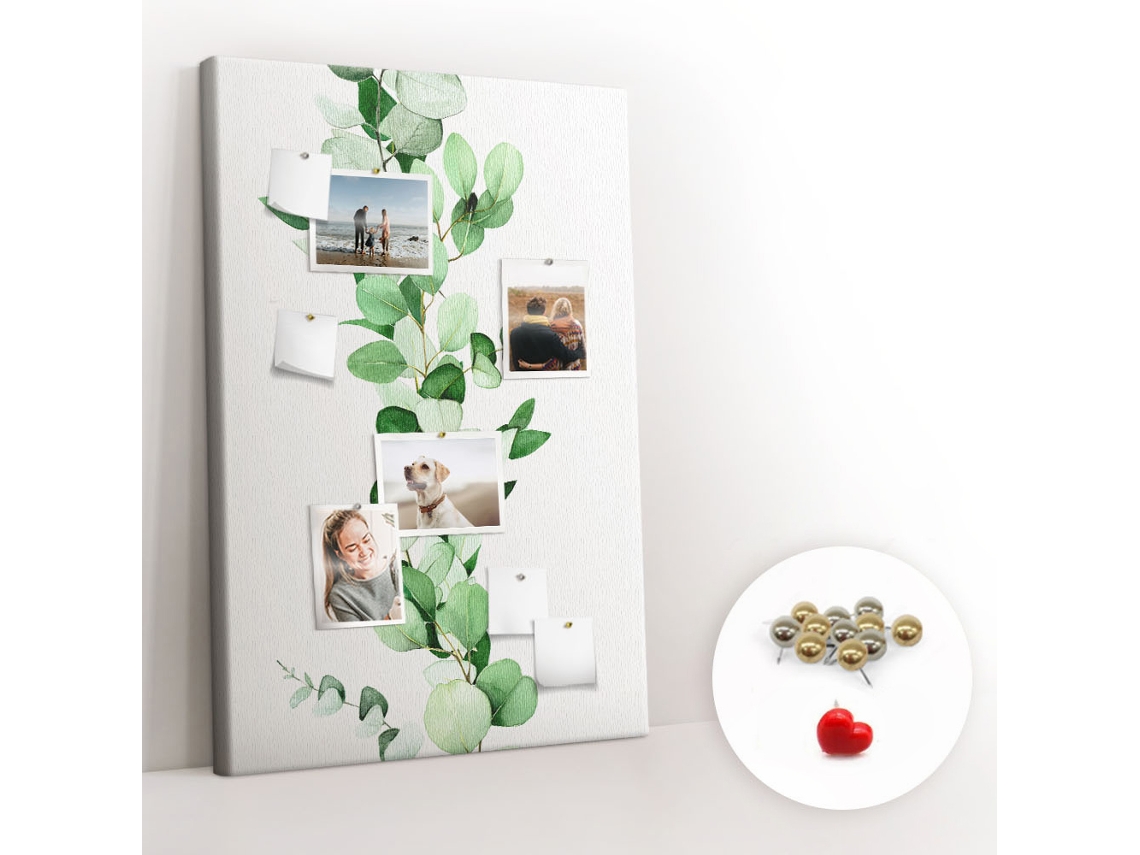 Lousa De Cortiça Ramo De Planta Com Folhas Para A Sala De Estar Espelharte (80x120 Cm)