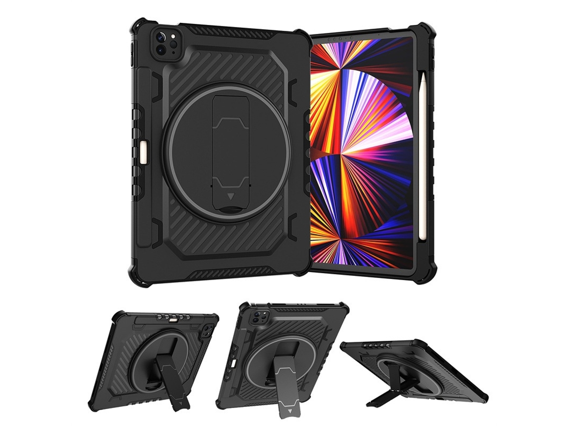 Elysve Capa Protetora Para Ipad 10,2 Polegadas Tablet Rotating Stand Anti Fall Preto 2021/2020/2019, Antiqueda, Cor Preta
