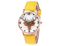 Reloj De Cuarzo Unisex Con Correa De Cuero Pu Y Dial De Alce Zhoulianfa (amarillo)