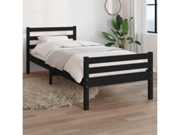 Vidaxl Estrutura De Cama 100x200 Cm Madeira Maciça Preto
