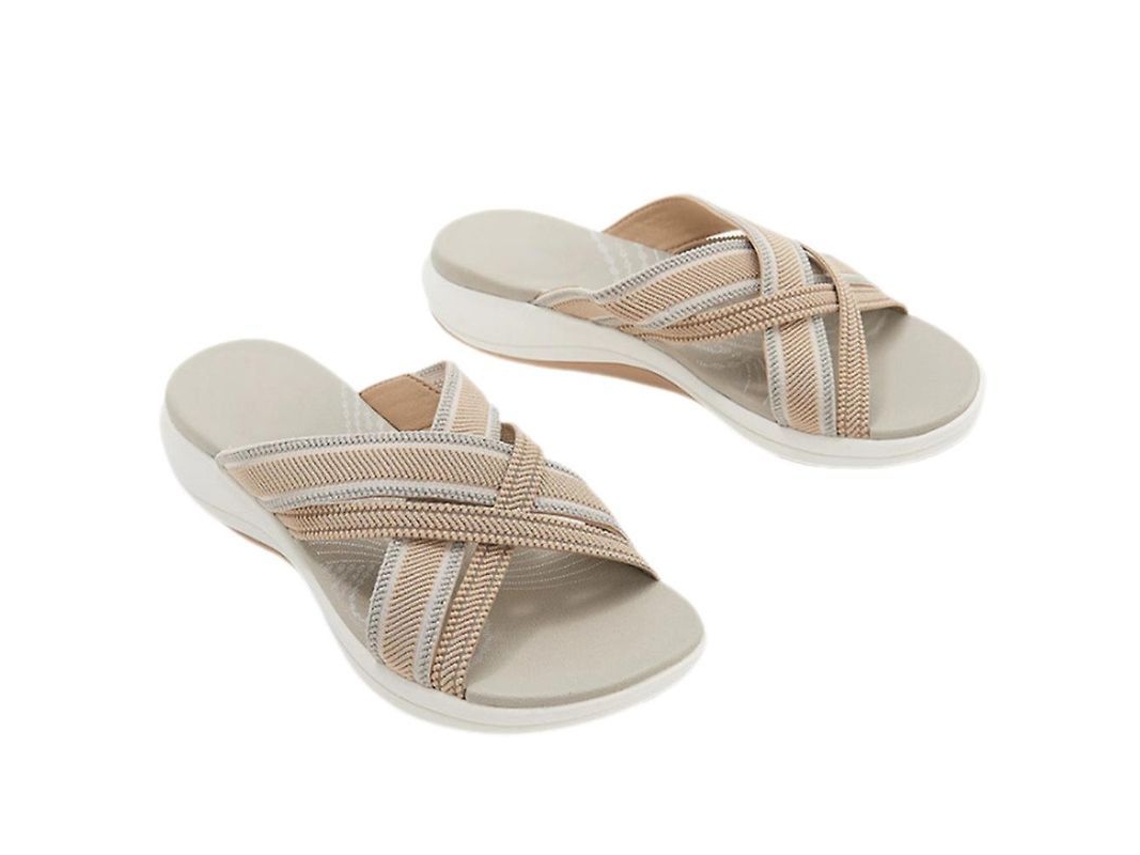 2026 sandálias Femininas com Cinta Cruzada, Open Toe, Sapatos de Praia