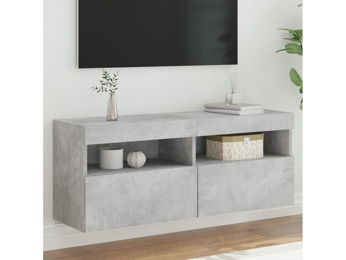 Vidaxl Móvel de Parede P/ Tv C/ Luzes Led 100x30x40 Cm Cinza Cimento