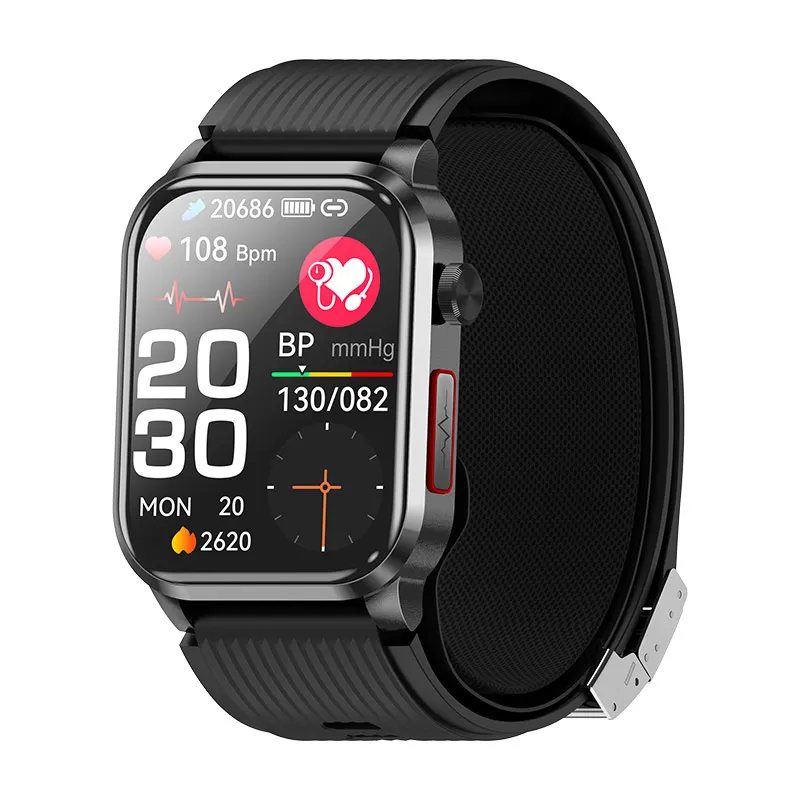 O Smartwatch (preto) Possui Uma Mini Bomba De Ar E Um Airbag Inflável Integrados, Além De Suportar A Medição Da Pressão Arterial.