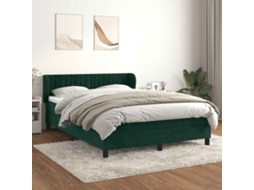 Vidaxl Cama Com Molas/colchão 140x200 Cm Veludo Verde-escuro