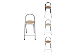 Taburete Plegable 80x40x45 Cm - Elegante Y Duradero En Negro Y Plata Con Reposapiés, Ideal Para Cocina Plata / Haya Unidad