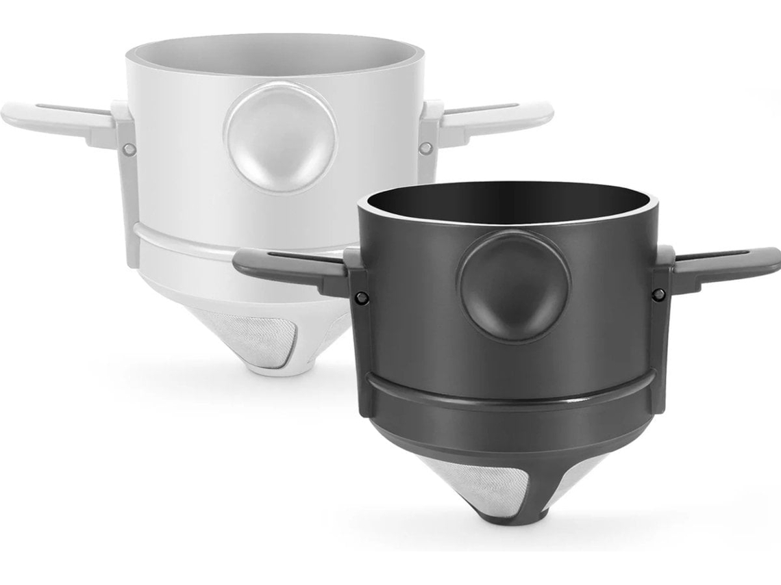 2 Suportes Filtro Cafe Aco Inox Reutilizavel, Preto e Branco ZYBLSSBB