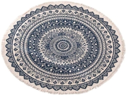 Lurelia Tapete Redondo Nórdico Absorvente Macio Algodão Azul 92x92 Cm Sala Quarto