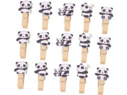 Conjunto 50 Clipes Madeira Formato Panda Bambu Fotos Desenhos Projetos Diy GOKOCO