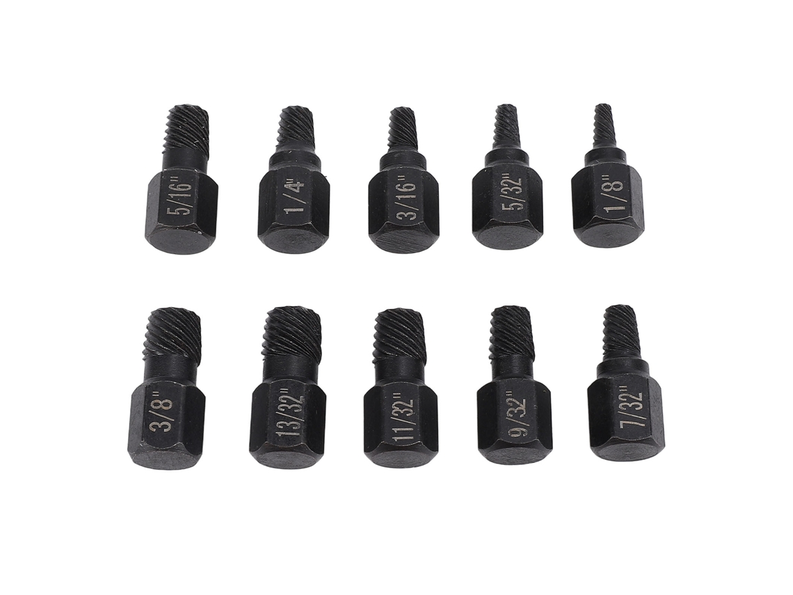 Kit extrator de parafusos danificados em aço Cr V, de 1/8 a 13/32 polegadas para manuseio mecânico.