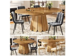 Mesa Extensível Redonda Oval 118 158cm Marrom 6p VELTRIX