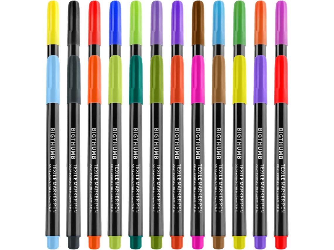 Conjunto De 24 Canetas De Tinta Para Tecido, Permanentes, Resistentes