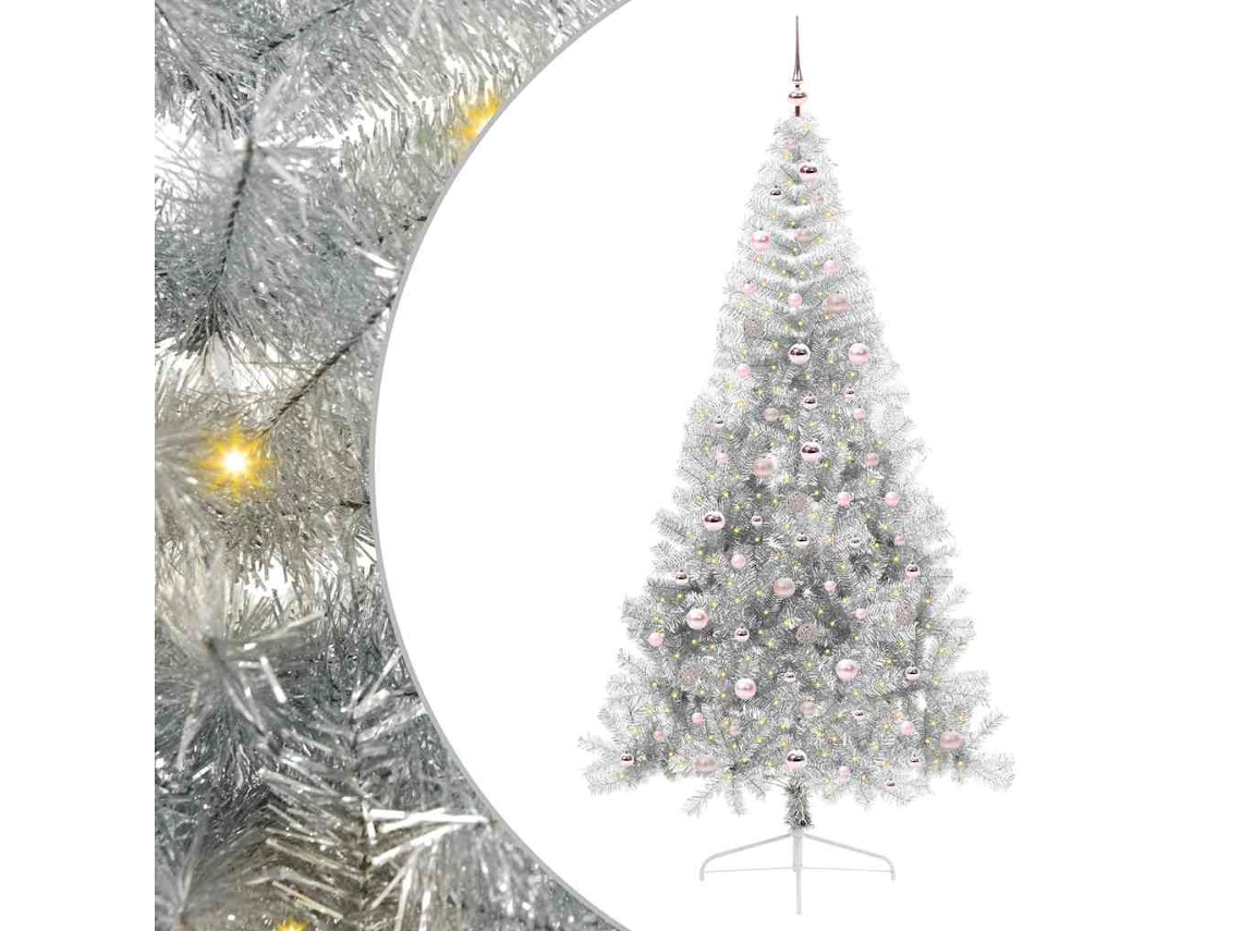 Conjunto 1 Decoração De Árvore De Natal Vidaxl Prateado Pvc (240 Cm)