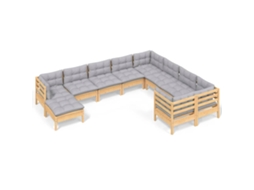 Conjunto de 10 Lounge de Jardim com Almofadões Cinza Pinho MAISON EXCLUSIVE