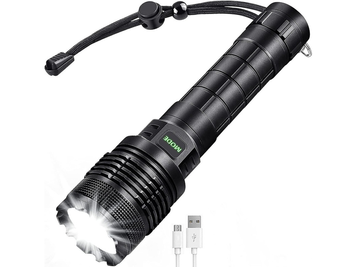 Lanterna Led, Lanterna Superbrilhante De 1000 Lúmens, Lanterna Tática Impermeável Ip55 5 Modos Para Caminhada, Acampamento, Caminhada, Yizhood (preto)