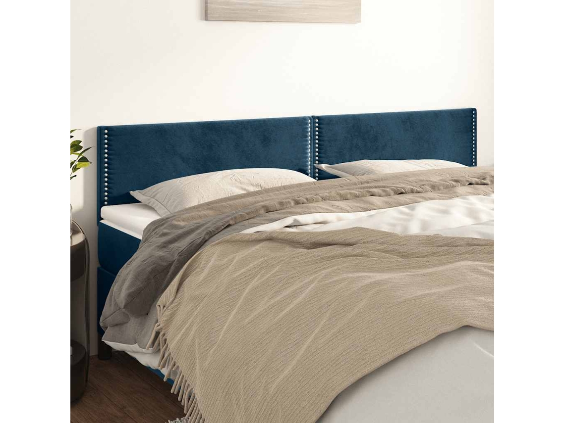 Vidaxl Cabeceiras Azul-escuro 200x5x78/88 Cm Veludo