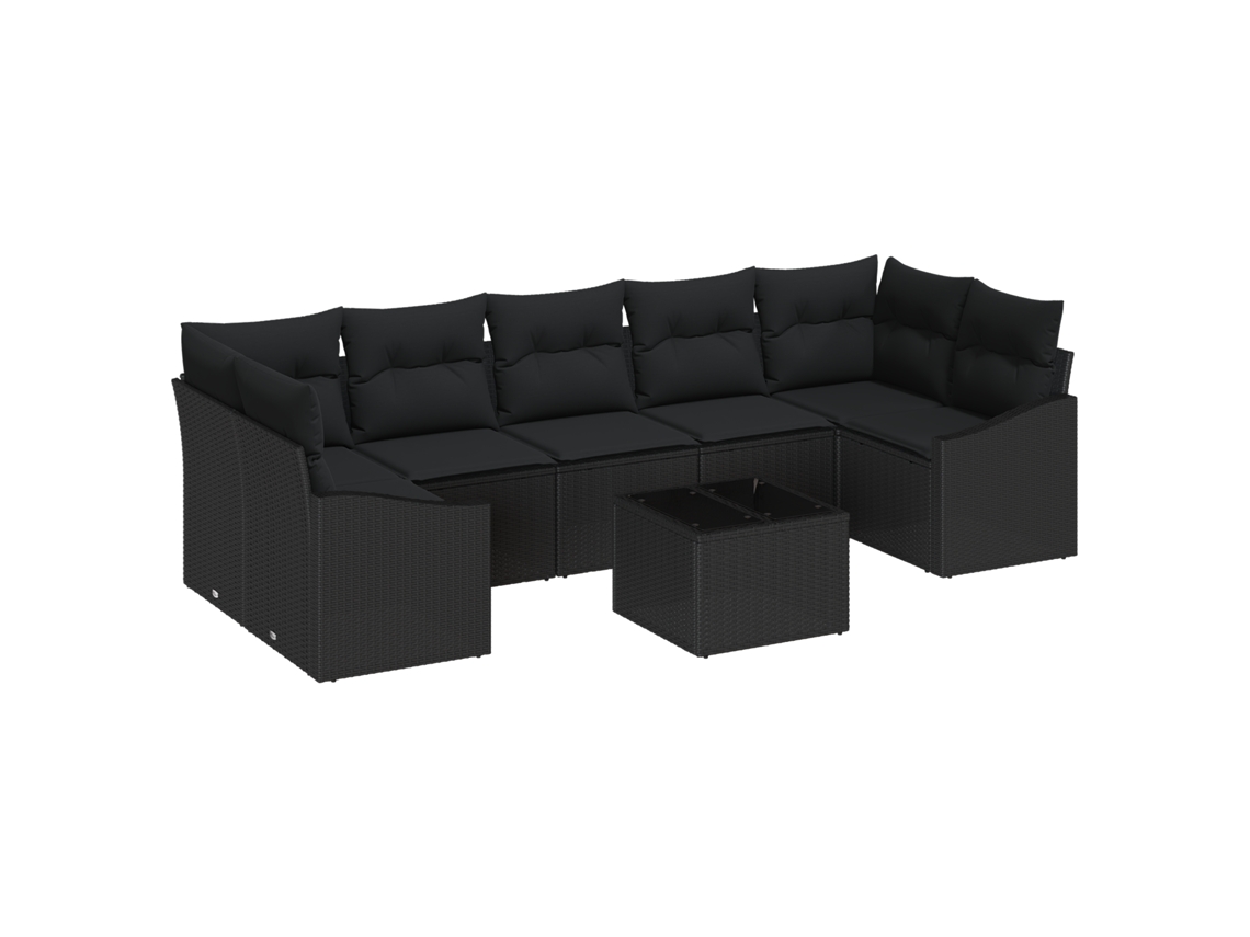 Conjunto De Sofá De Jardim Vidaxl Preto Vime Pe (55 X 55 X 37 Cm)