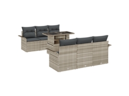 Conjunto 7 Móveis De Jardim Vidaxl Cinzento-claro Vime Pe (100 X 55 X 73 Cm)