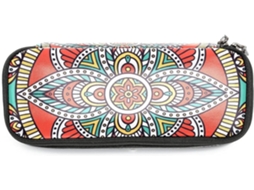Estojo Lápis Com Estampa Floral Psicodélica Hippie Mandala, Grande Capacidade, Organizador De Maquiagem, Ideal