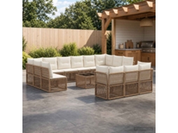 Vidaxl Conjunto De Sofá De Jardim 14 Unid. Bege Vime Pe