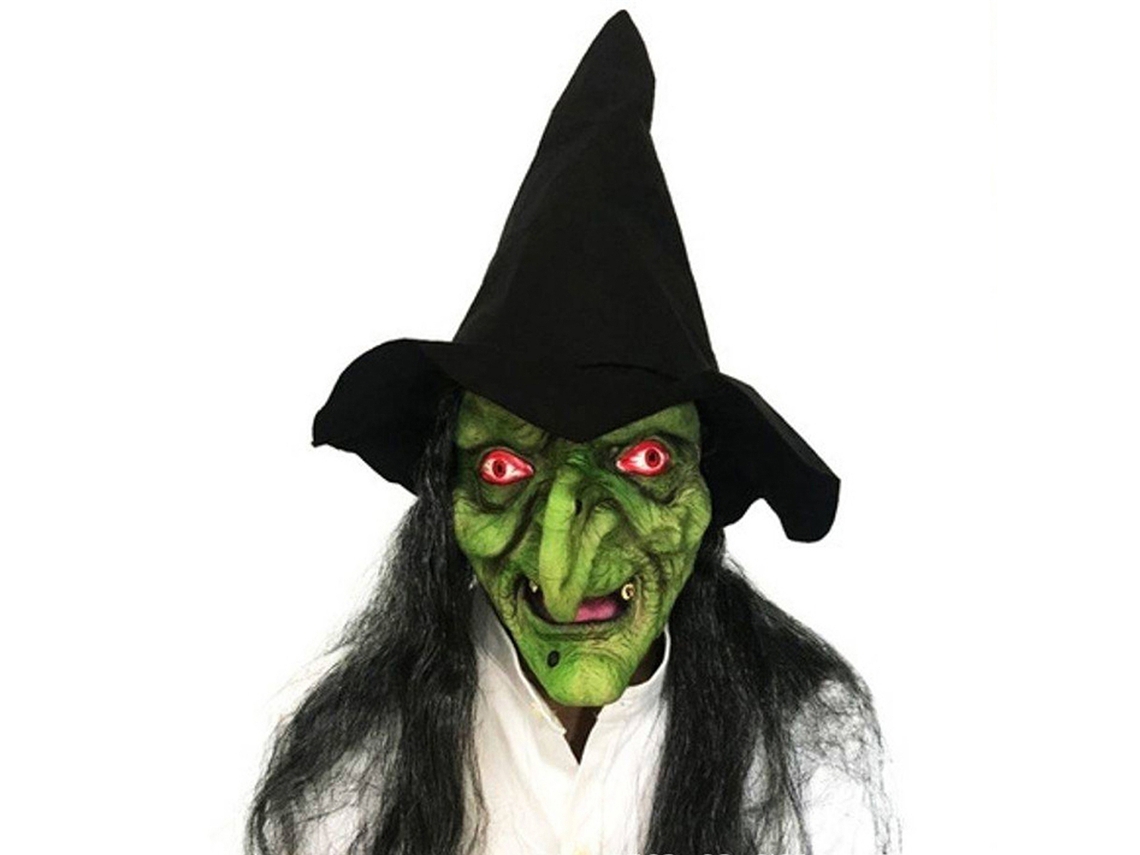 Laxiscreed Chapéu De Bruxa Halloween Com Máscara De Látex Assustadora E Divertida Para Rosto Inteiro