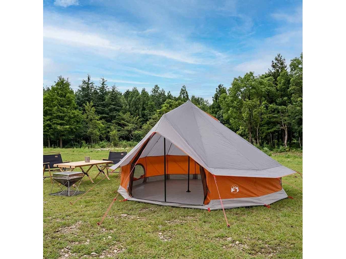 Vidaxl Barraca Tipi 18 Pessoa Cinza E Laranja Poliéster E Aço