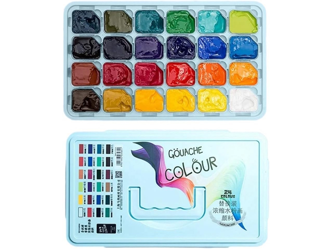 Tinta SFUSHOS | Guache, Gel, Iniciantes, 24 Cores, Reutilizável