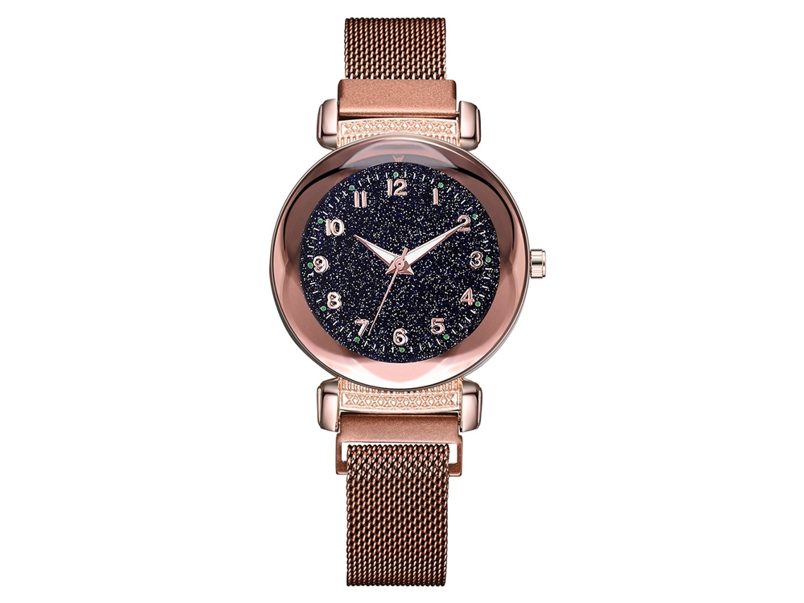 Relógio de Pulso Feminino Casual de Quartzo com Pulseira de Liga Marrom
