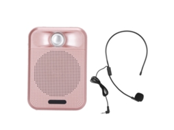 Amplificador De Voz Portátil Recarregável Com Microfone E Cartão De Memória Rosa