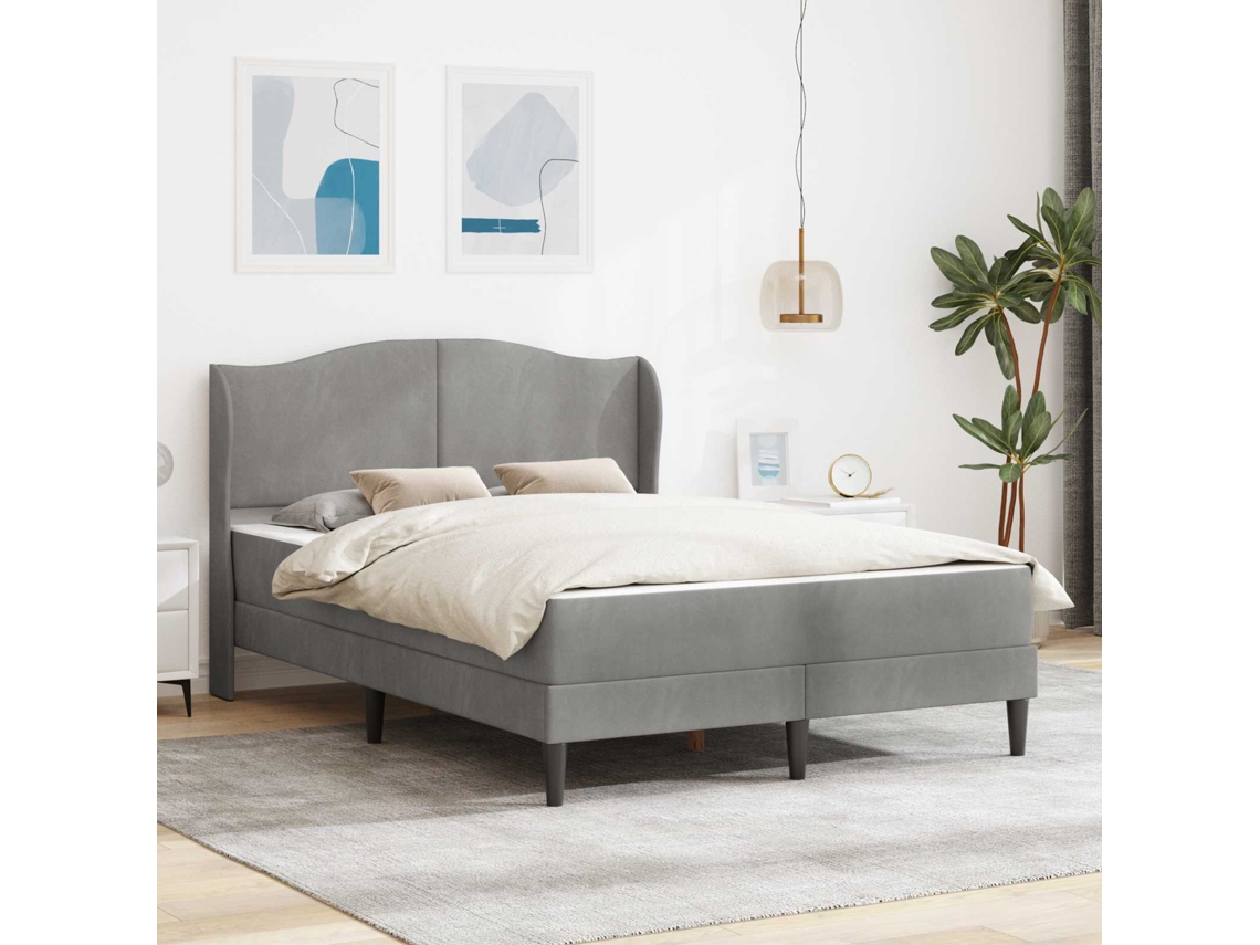Vidaxl Estrutura Da Cama Cinzento-claro 160 X 200 Cm Veludo