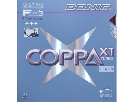 Borrachas de Ténis de Mesa DONIC Coppa X1 Turbo Platin (18 x 19 cm - Preto)