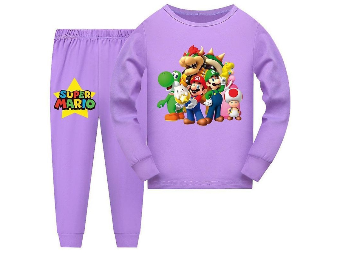 2026 pijamas para Niños Y Niñas de 7 a 14 Años Super Mario Manga Larga Camiseta Y Pantalones Conjunto de Pijama Regalo