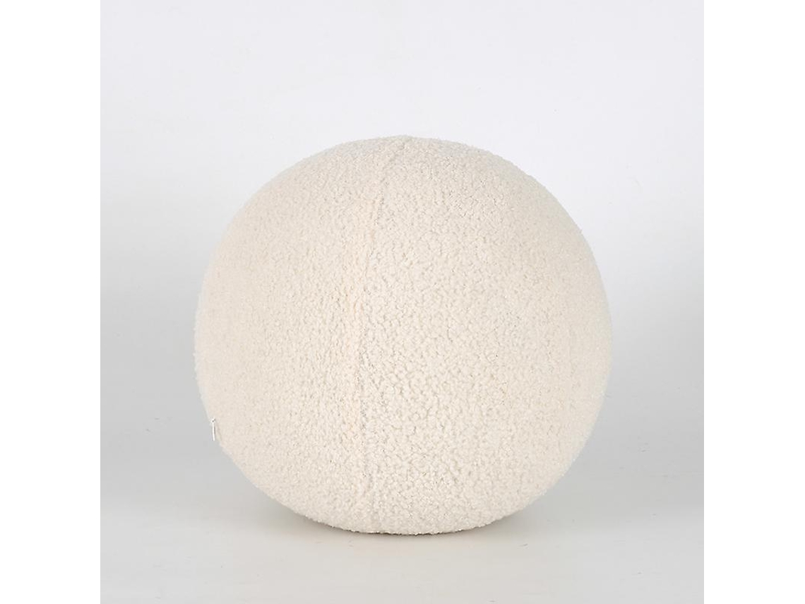 Almofada Redonda De Lã De Pelúcia Nórdica Em Forma De Bola, Cor Sólida, Almofada Macia Para Sofá, Escritório, Descanso De Cintura, Branca