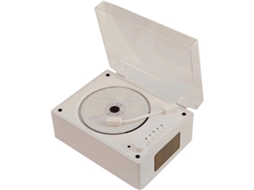 Leitor de CD retrô e caixa de som Bluetooth com tema de vinil AQUAFORGE