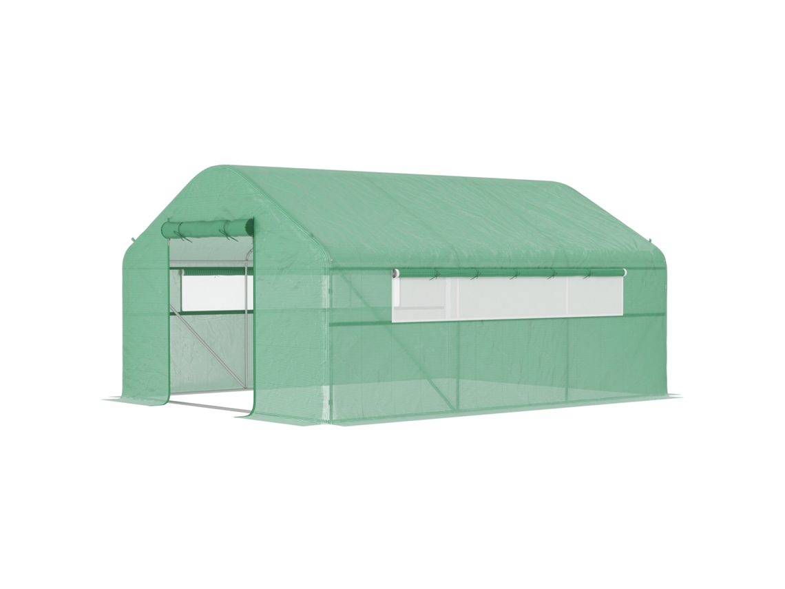 Estufa Tunnel Corrida 4x3x2 M Com 2 Janelas Cobertas De Pe Anti-uv E 1 Porta Verde Zíper