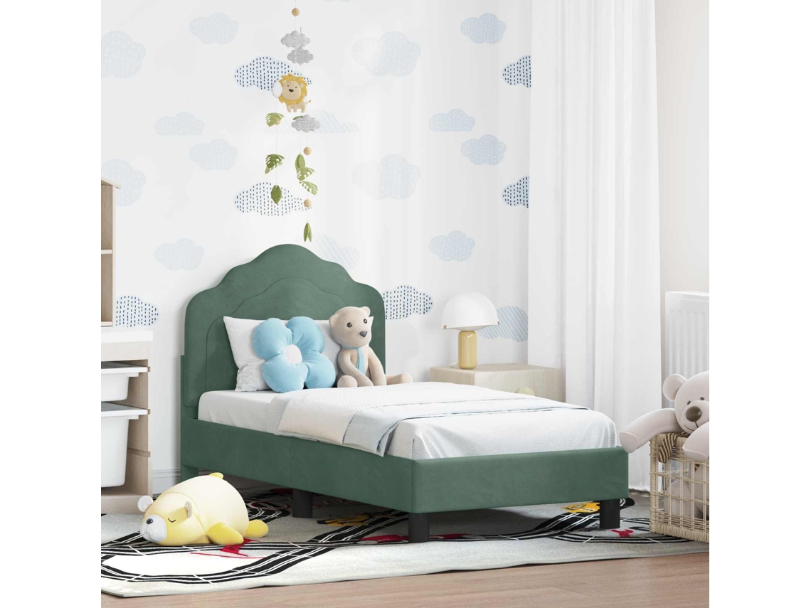 Vidaxl Estrutura De Cama Para Criança Com Cabeceira Verde Do Mar