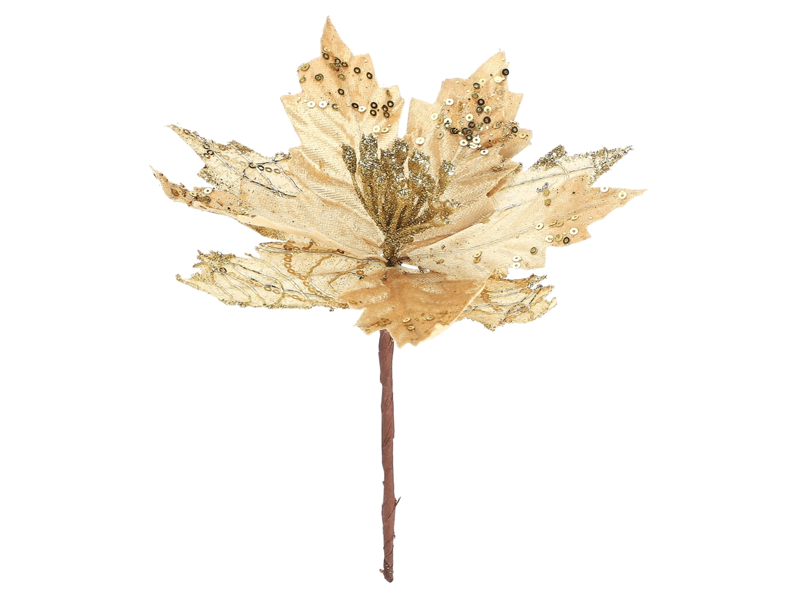 Laxiscreed Pack De 10 Flores De Natal Artificiais Em Ouro Para Decoração De Árvore