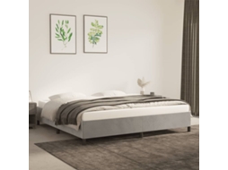 Estrutura De Cama Sem Colchão 200x200 Cm Veludo Cinzento-claro