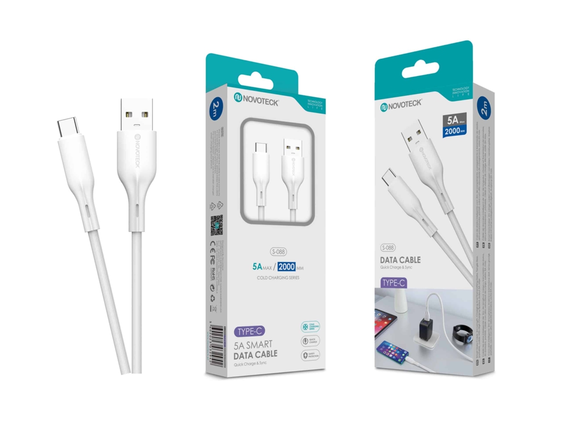 Cabo De Dados Fast Charge 5a Pvc Macaron Design Branco , Type C Usb , 2.0m