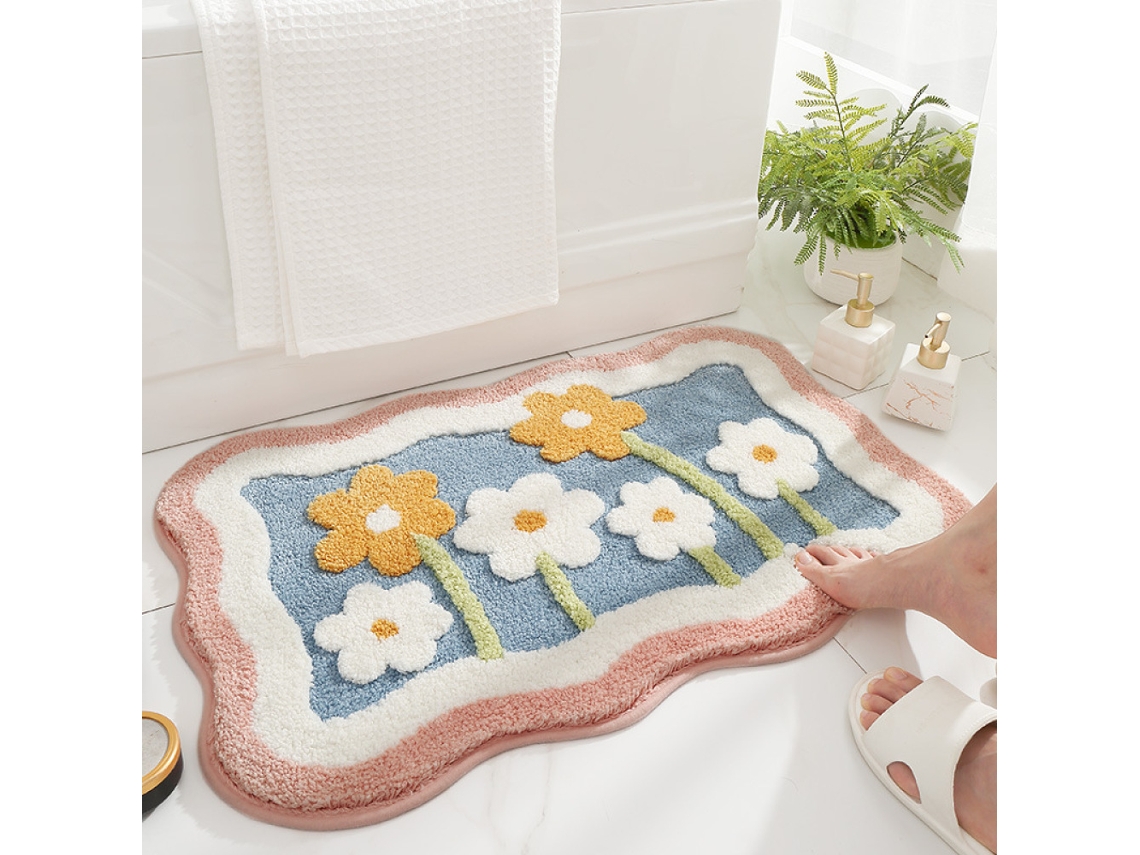 VYLARA Tapete Entrada De Casa 50x80cm Com Estampas Florais E Frases, Moderno E Acolhedor