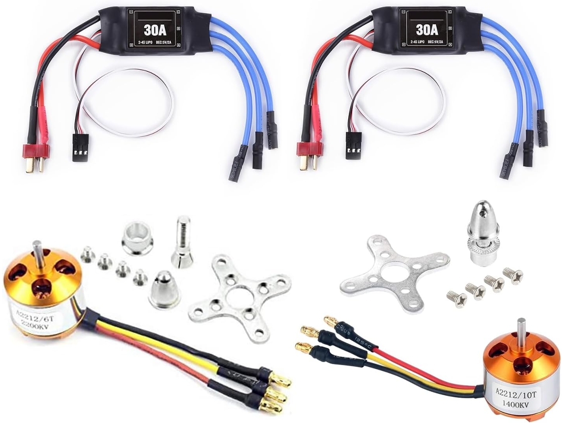 Kit com 2 Motores Brushless Outrunner 2212 1400kv/2200kv com 10t/6t + Esc 30a SFUSHOS
