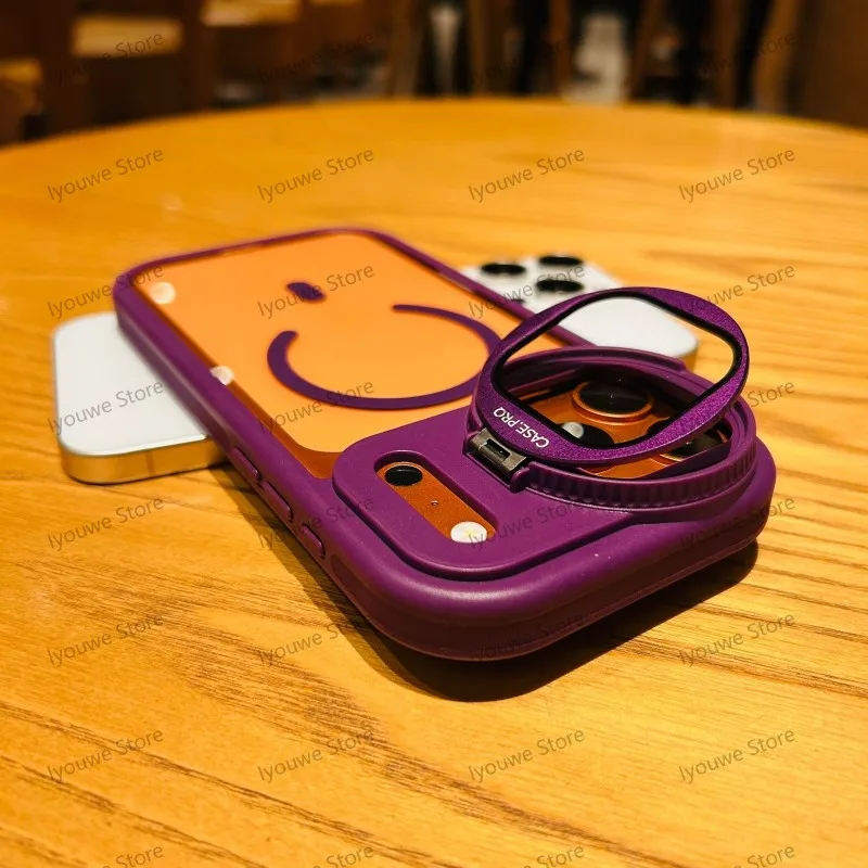 Capa Transparente Magnética Para Iphone 12 Pro Max (roxa) Com Suporte Magsafe, Resistente A Impactos.
