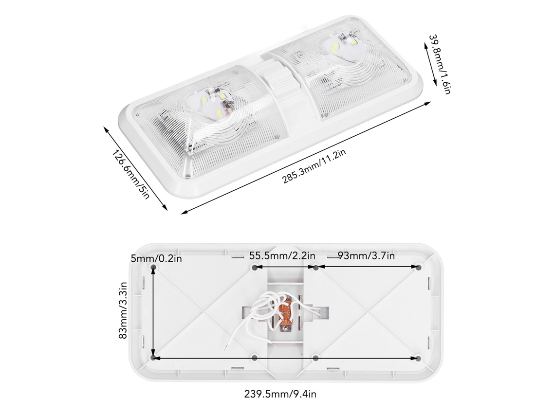 Lâmpada De Teto Led Dupla Redonda Rv Marine Da Laxiscreed Com 600 Lumens E Interruptor De 3 Velocidades