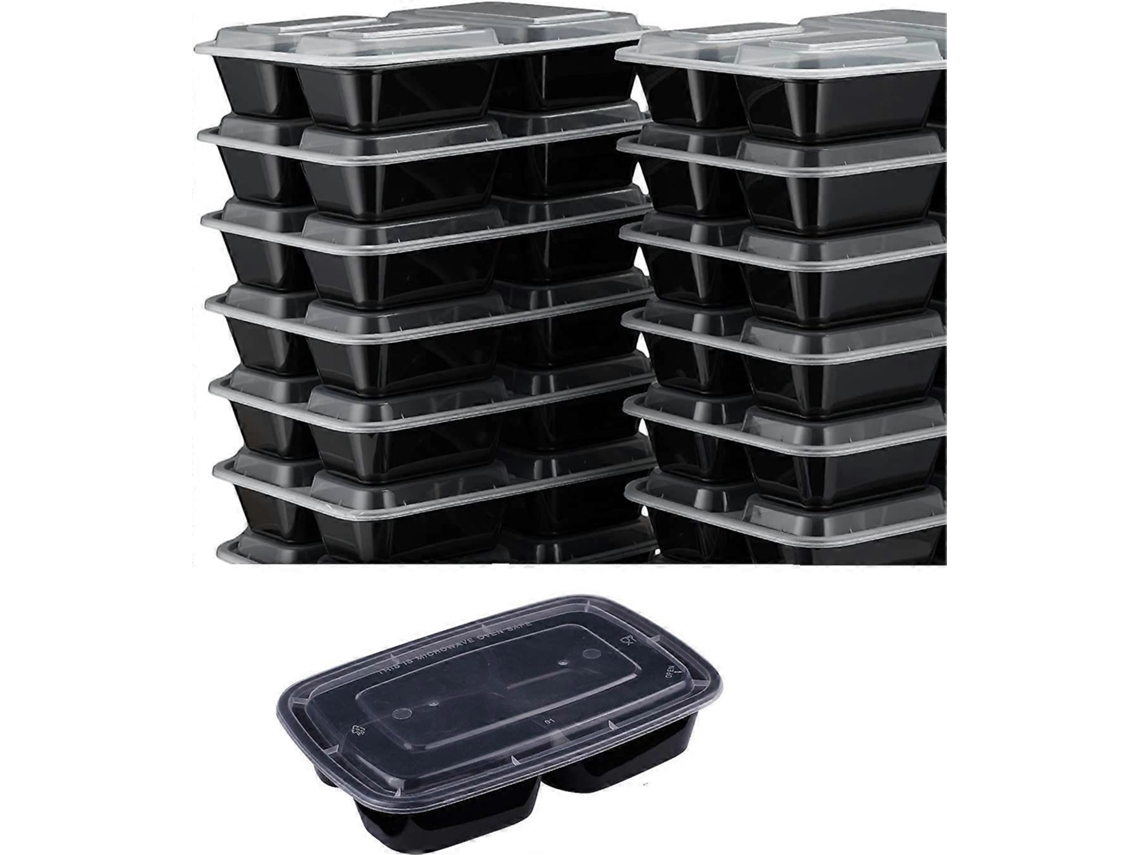 Recipientes de Preparação de Comidas com Compartimentos Plástico Livre de Bpa 25 Pacotes