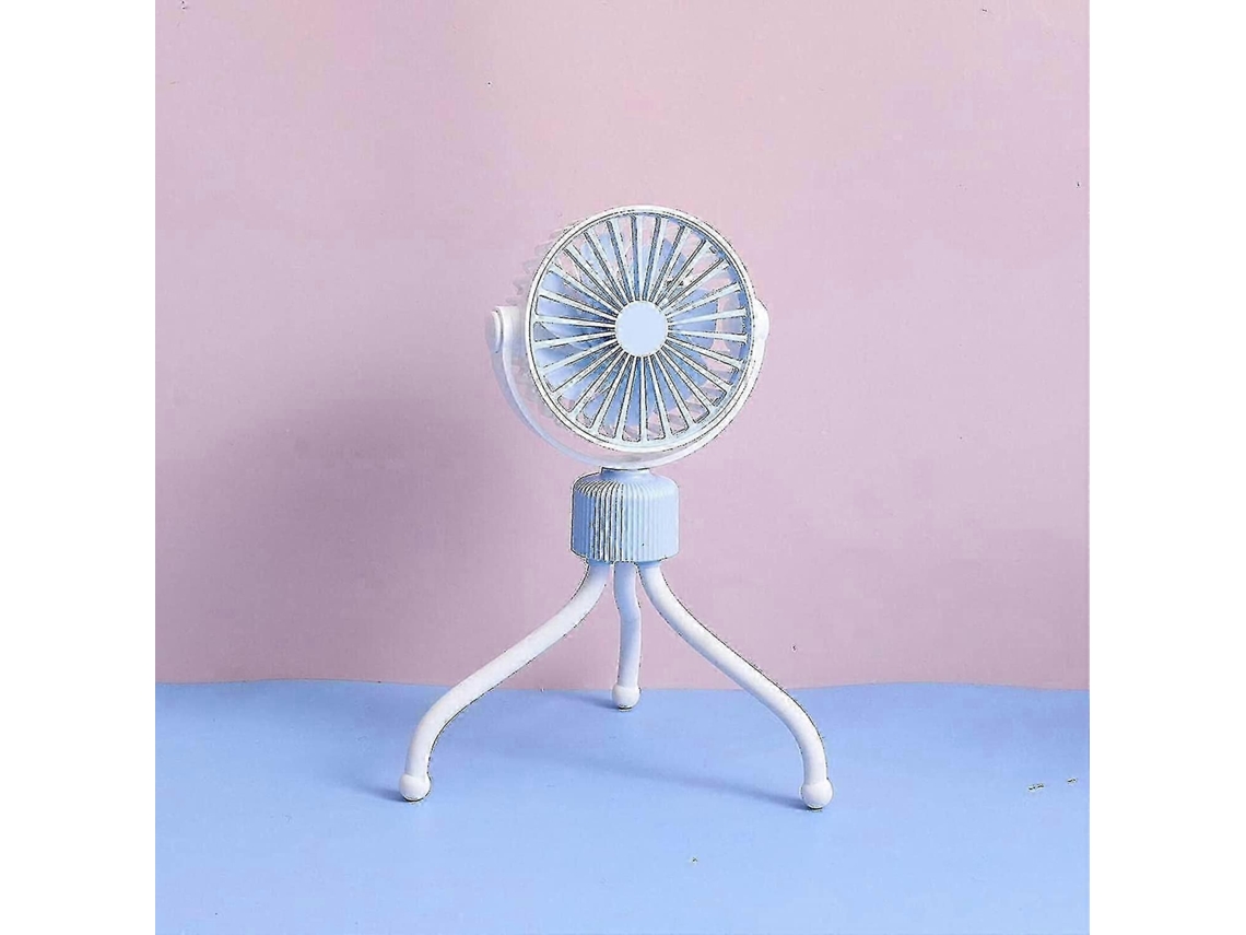 Ventilador Portátil Para Carrinho De Bebê, Mini Pessoal Recarregável Via Usb, 25-26 Cm, Azul.